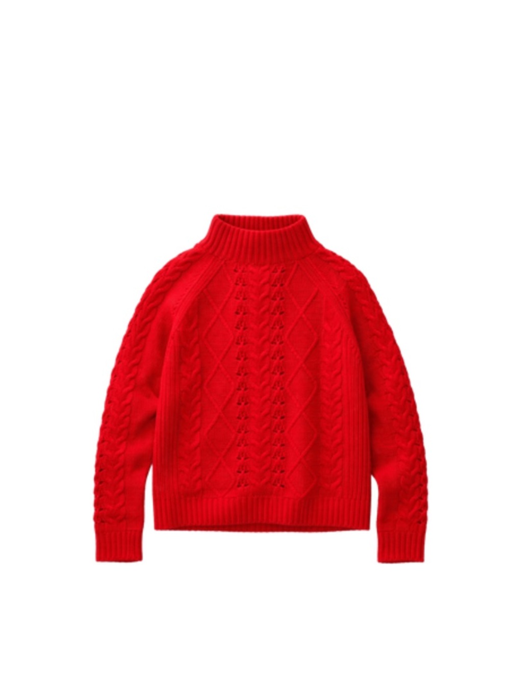 J. Crew Red Cable Knit Mock Turtleneck Sweater